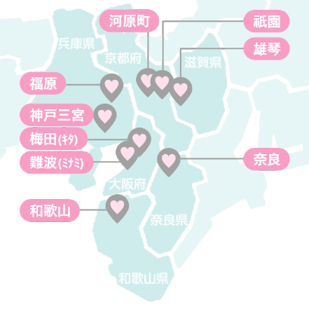 関西の有名な風俗街・繁華街の地図